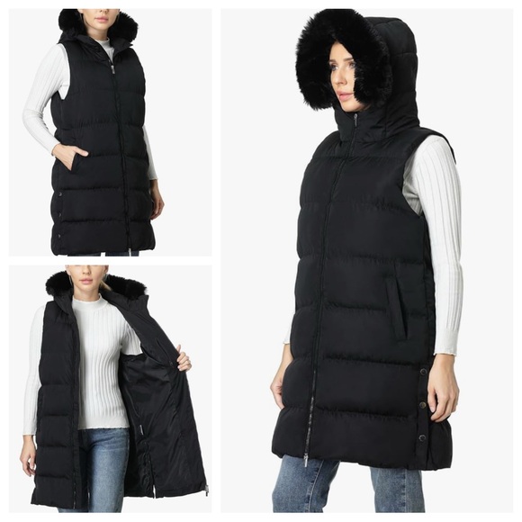 NWT MOERDENG Women's Long Puffer Vest Down Alternative Outerwear Hooded Sz: M - Picture 4 of 15